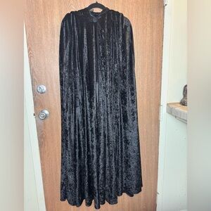Black Hooded Velvet Cape - Pyramid Collection - 52” length